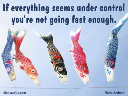 fish windsocks and a quote by Mario Andretti