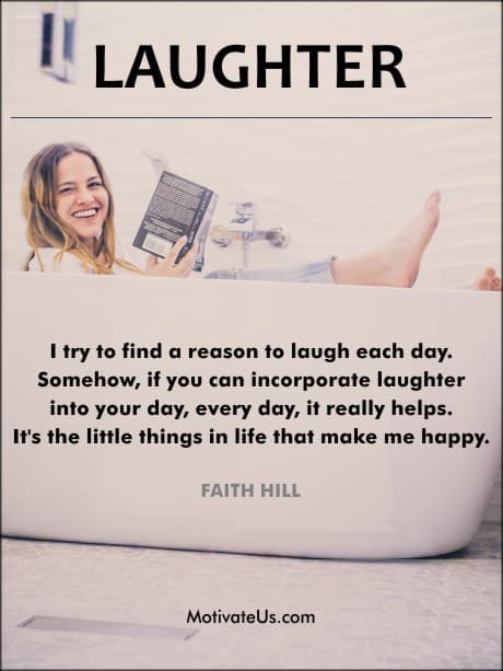 woman in a bathtub, fully clothed, reading a book and laughing