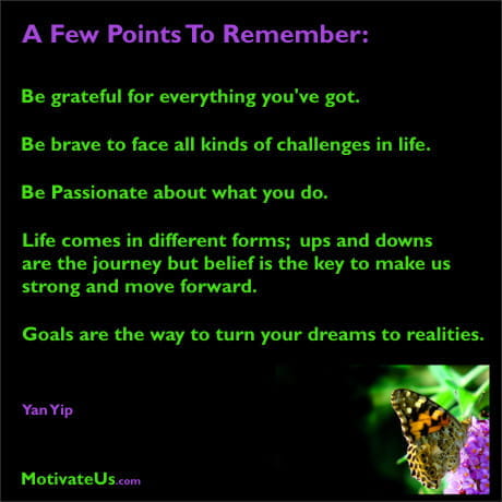 Inspirational Picture small butterfly and a few points to remember in life