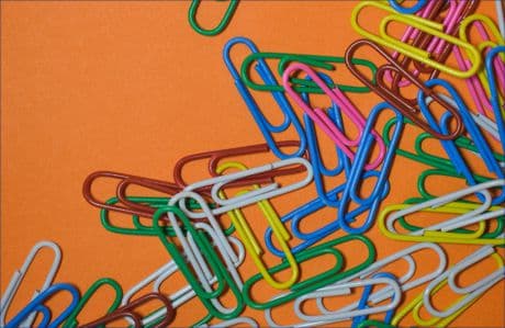 paperclips of all colors, used as symbols of hugs, kisses, good luck