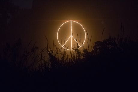 Inspirational Picture peace sign illuminated in the dark