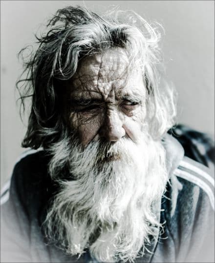 Inspirational Picture old man, white hair and wrinkles