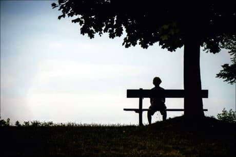 person on a bench