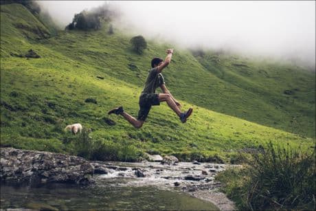 Inspirational Picture inspirational picture of a boy jumping over a creek