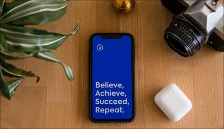 phone with a positive message