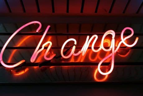 neon sign about change