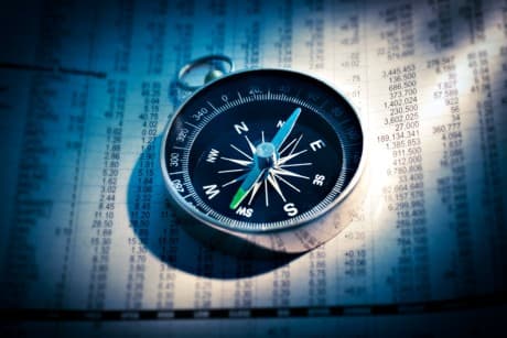 a compass to help with direction